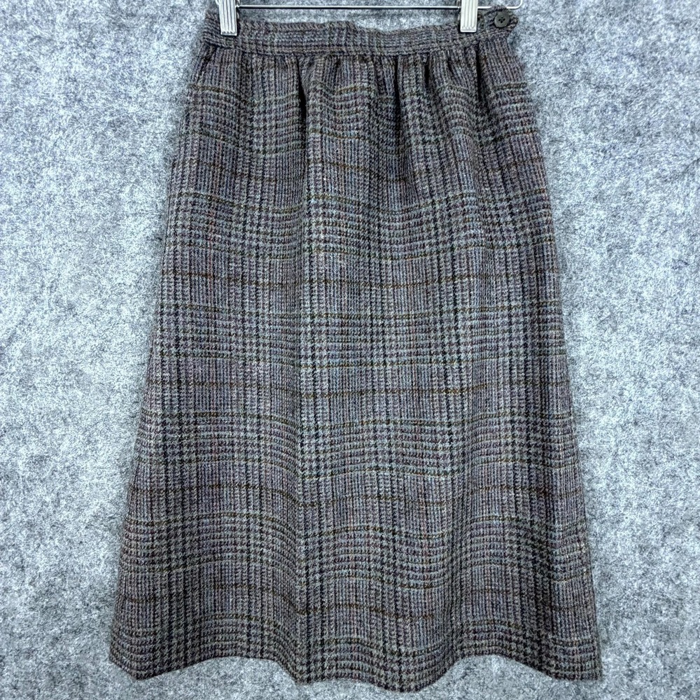 Vintage Evan Picone Skirt Womens 10 Gray Plaid Academia Schoolgirl Preppy